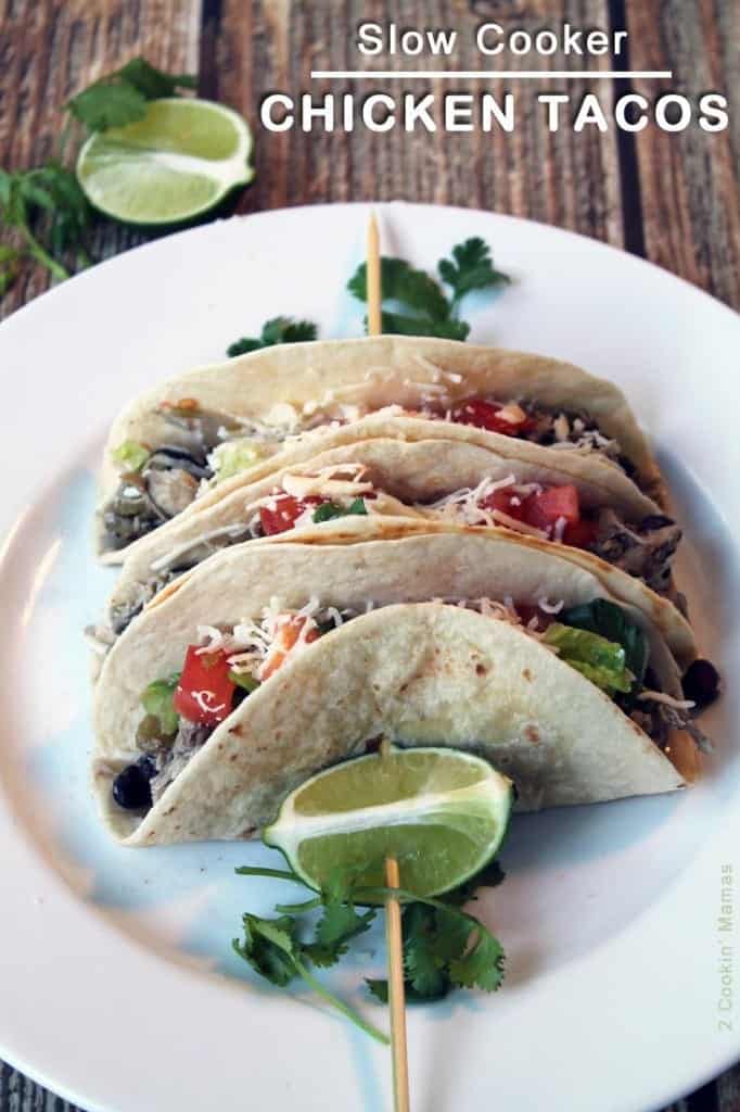 Slow Cooker Chicken Tacos main |2CookinMamas