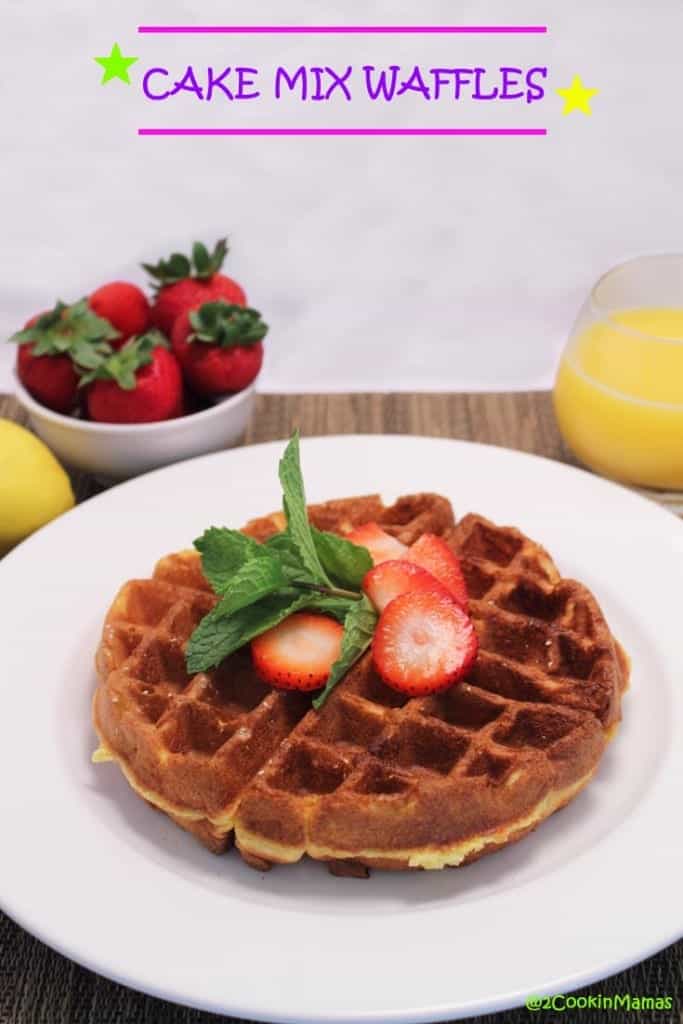 Cake Mix Waffles pin|2CookinMamas