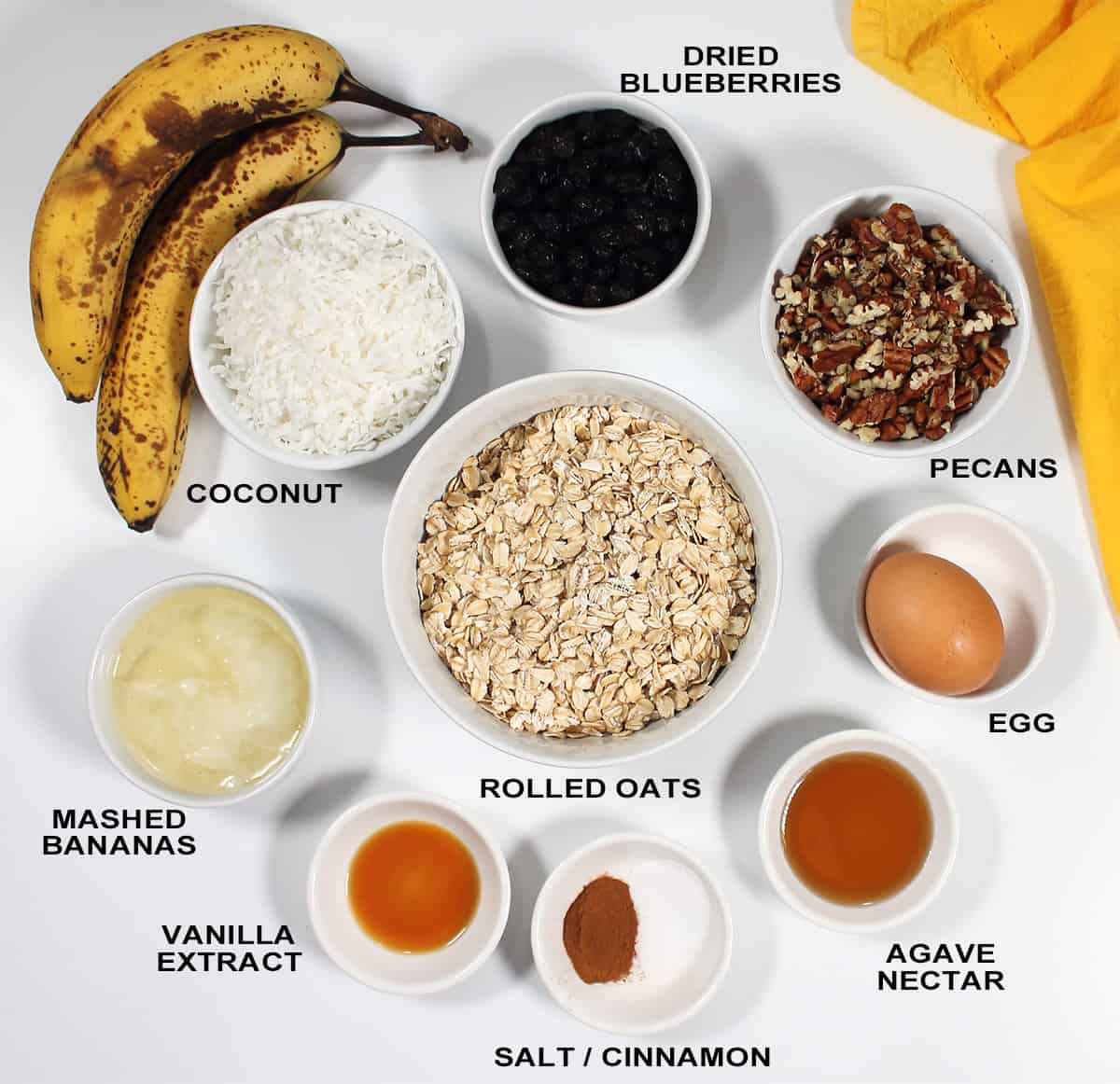 Ingredients for healthy breakfast cookies.
