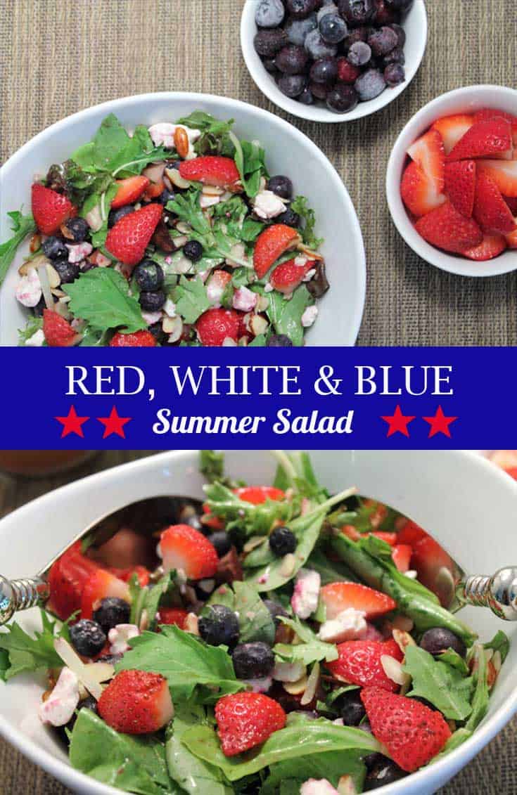 A refreshing summer salad that's easy to toss together. Blueberries, strawberries & feta cheese give this healthy side its name - red, white and blue salad.