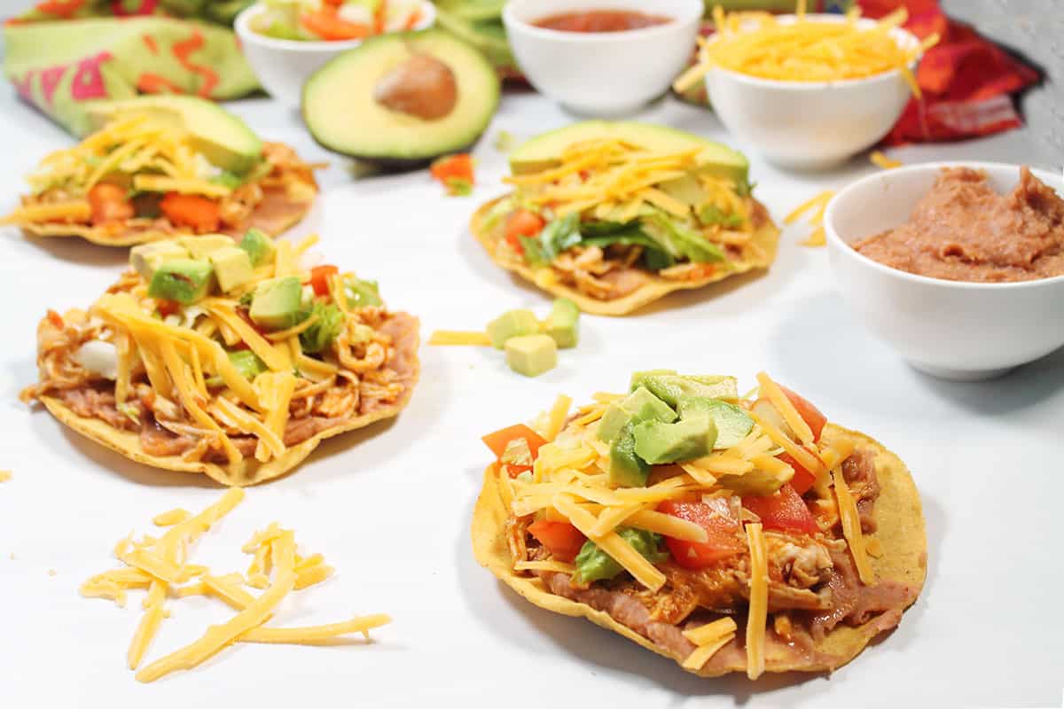 Chicken Tinga Tostadas ready to eat.