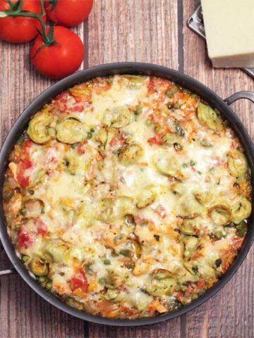 Chicken and Tortellini Skillet square | 2 Cookin Mamas