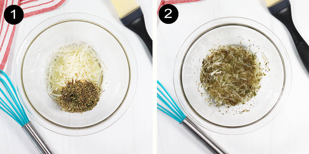 Making garlic parmesan oil.