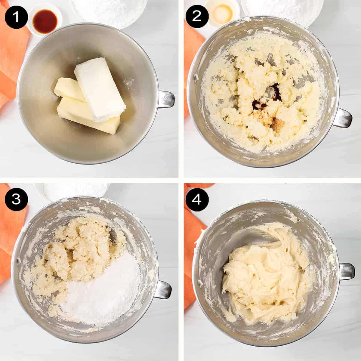 Prep steps for cream cheese frosting.