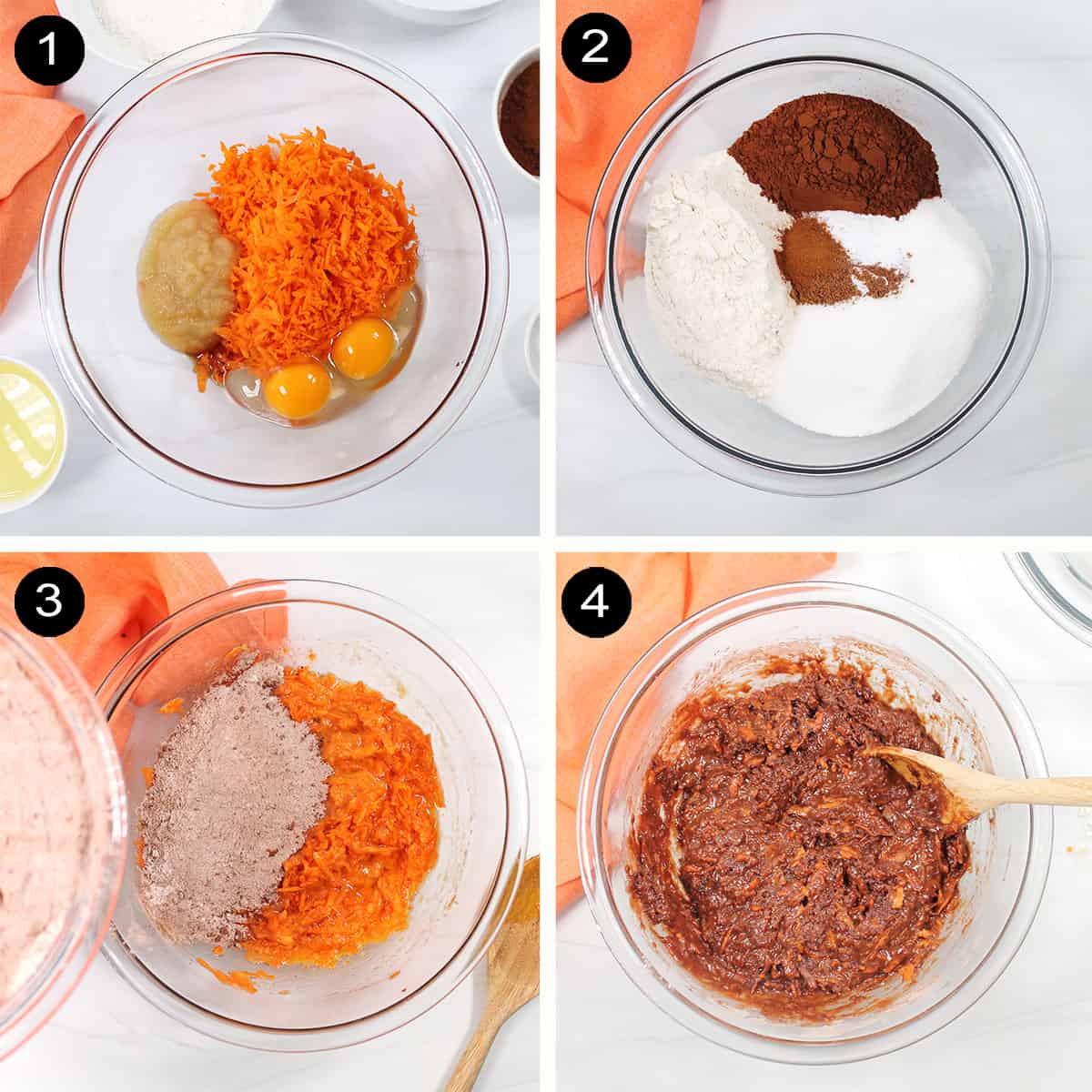 How to make chocolate carrot cake batter.