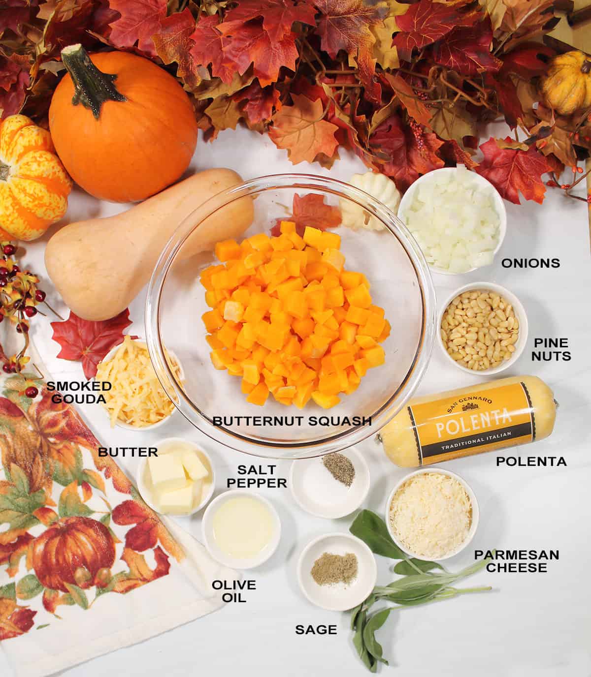 Ingredients for squash casserole.