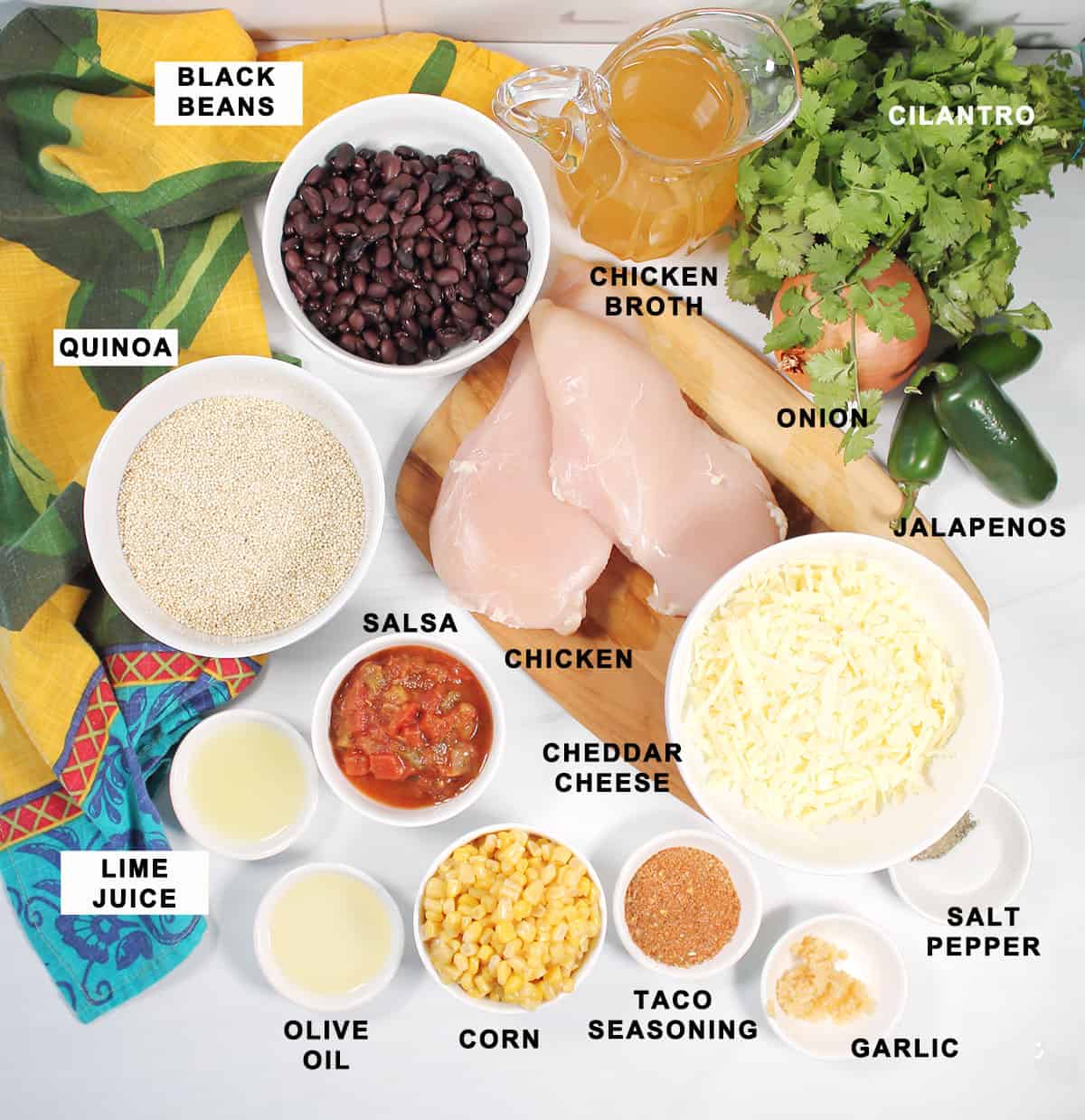 Ingredients for quinoa casserole.
