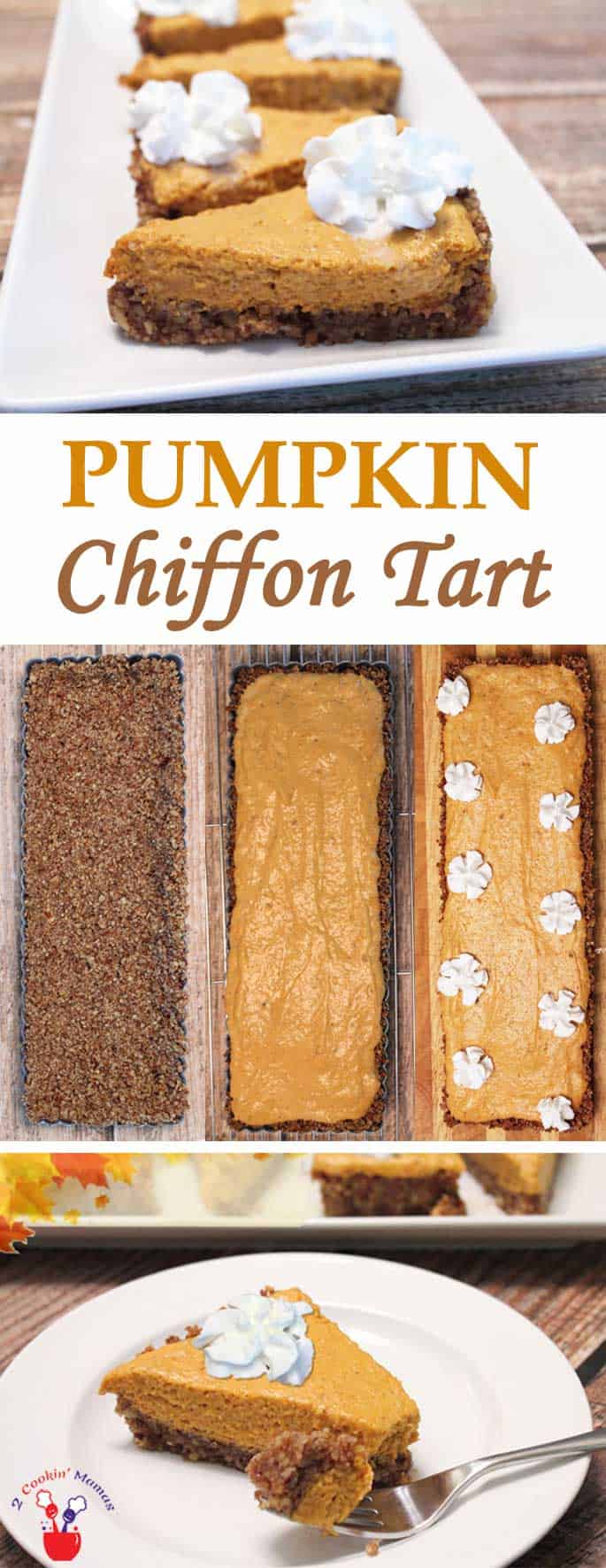 This Pumpkin Chiffon Tart is a lighter version of the traditional Pumpkin Pie. It's the perfect dessert to end a big holiday feast whether it is Thanksgiving or Christmas. It's a great dessert for our gluten-free friends too! #dessert #recipe #pumpkin #pumpkintart #holidaydesserrt