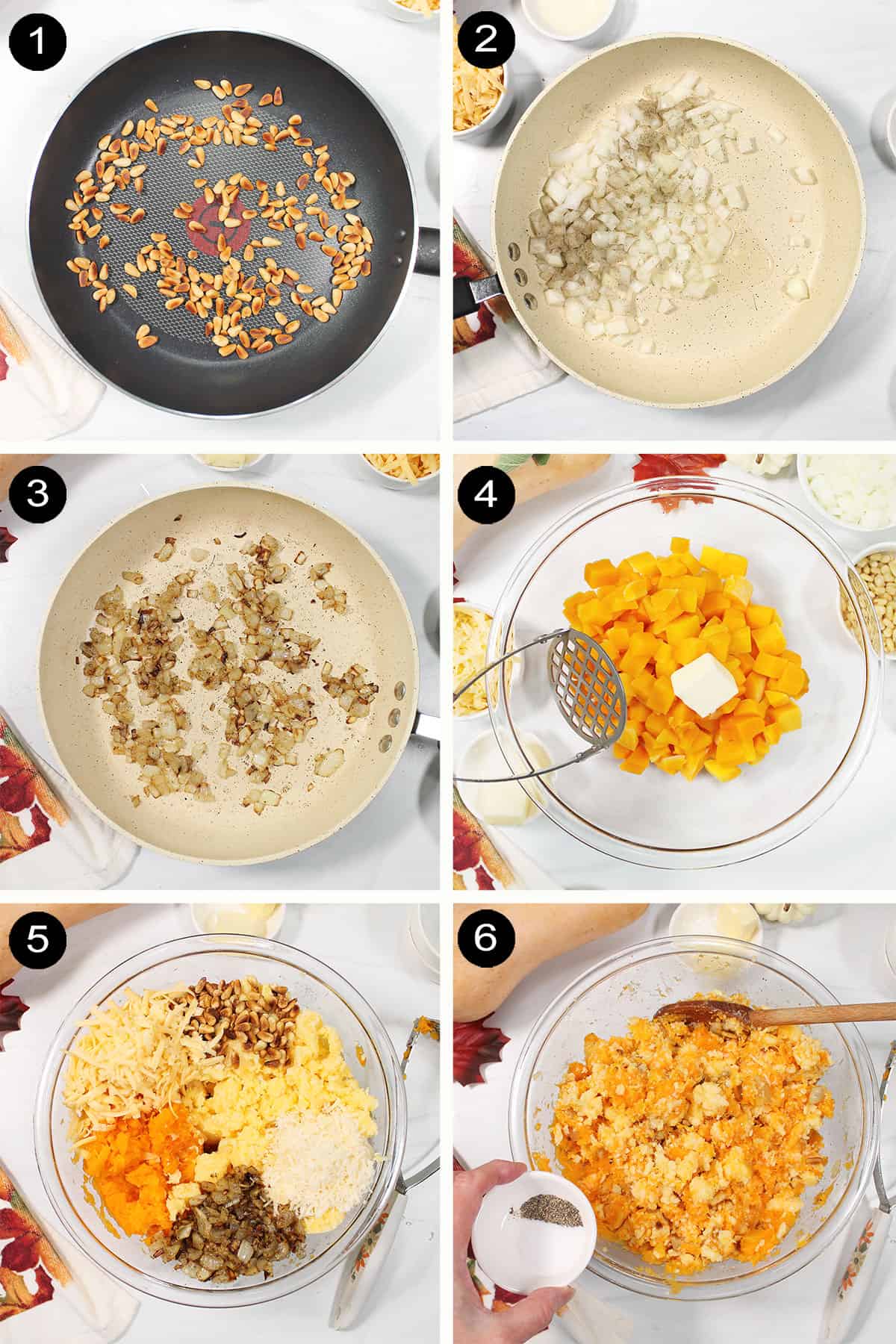 Steps to prepare butternut squash casserole.