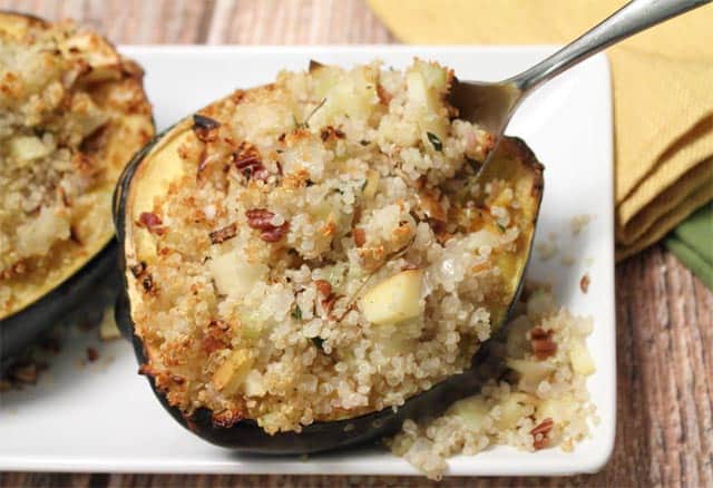 Stuffed Acorn Squash closeup|2CookinMamas