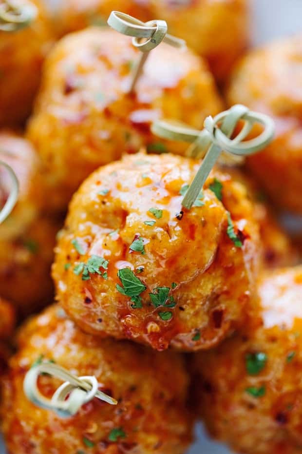 Firecracker Chicken Meatballs little spice jar