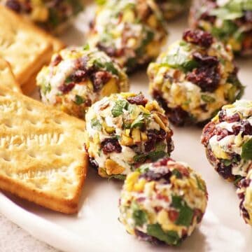 Closeup of Goat Cheese Balls with crackers.