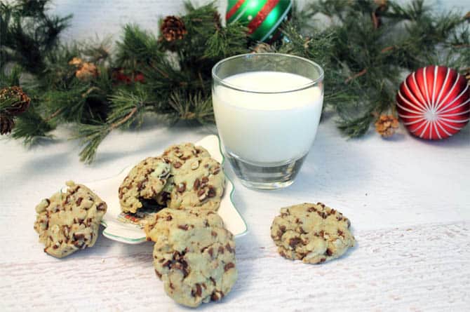 Mint Chip Cookies with milk|2CookinMamas