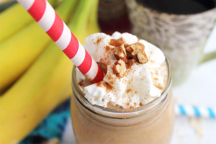 Banana Pancake Smoothie closeup | 2 Cookin Mamas