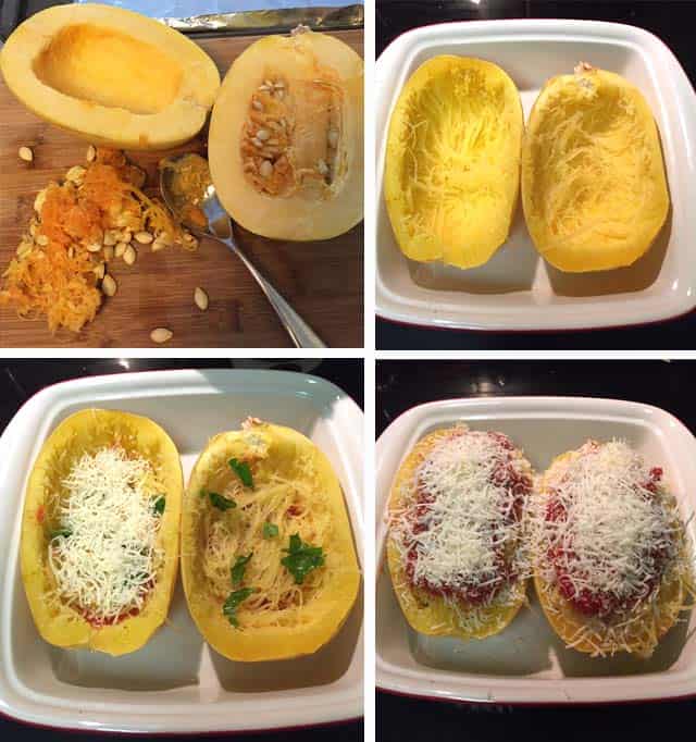 Lasagna Stuffed Spaghetti Squash steps|2CookinMamas