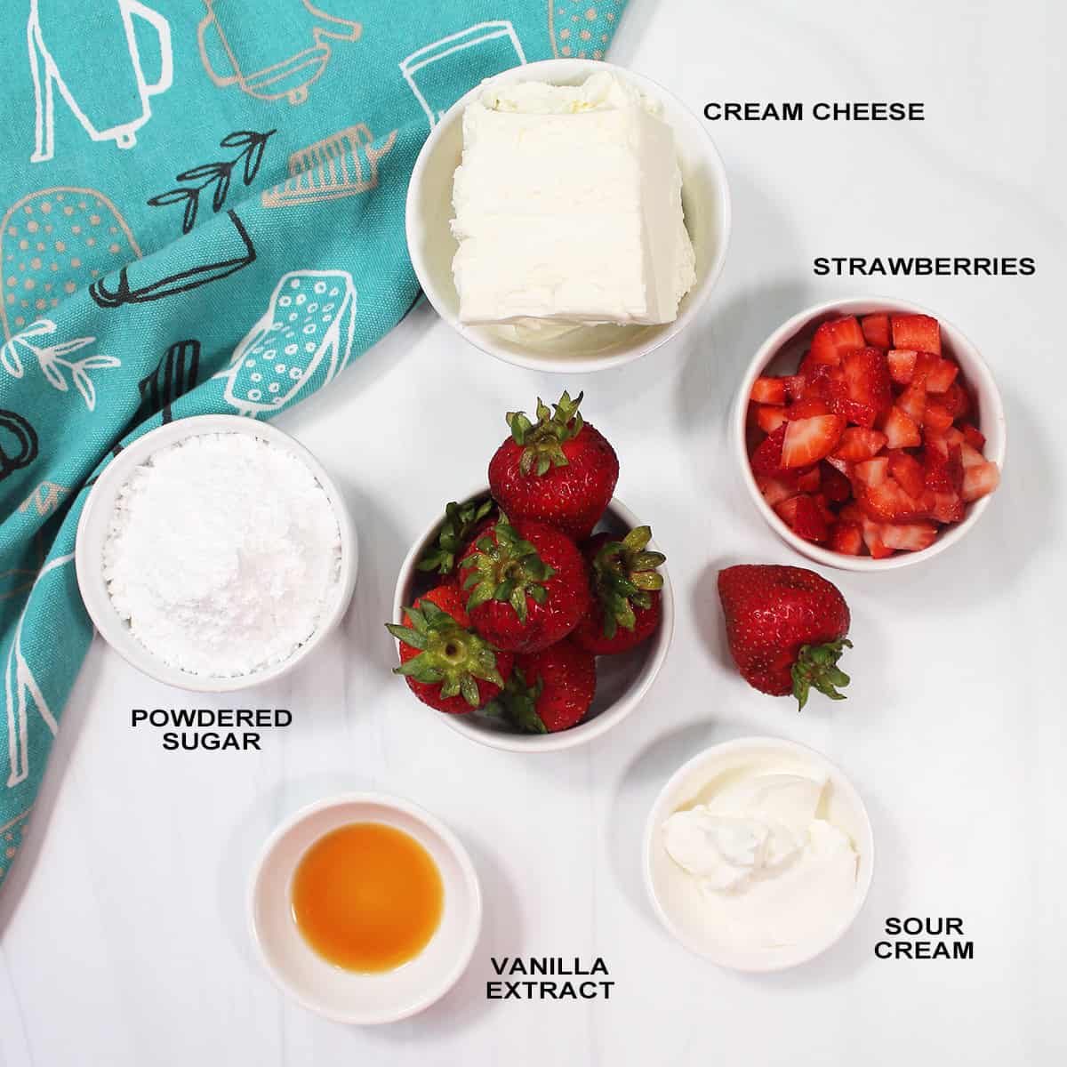 Ingredients for strawberry filling.
