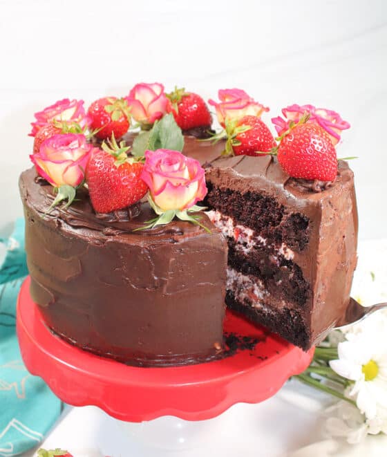 Chocolate Cake with Strawberry Filling - 2 Cookin Mamas