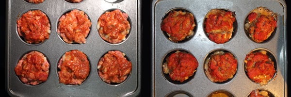 Meatloaf Cupcakes in muffin pans