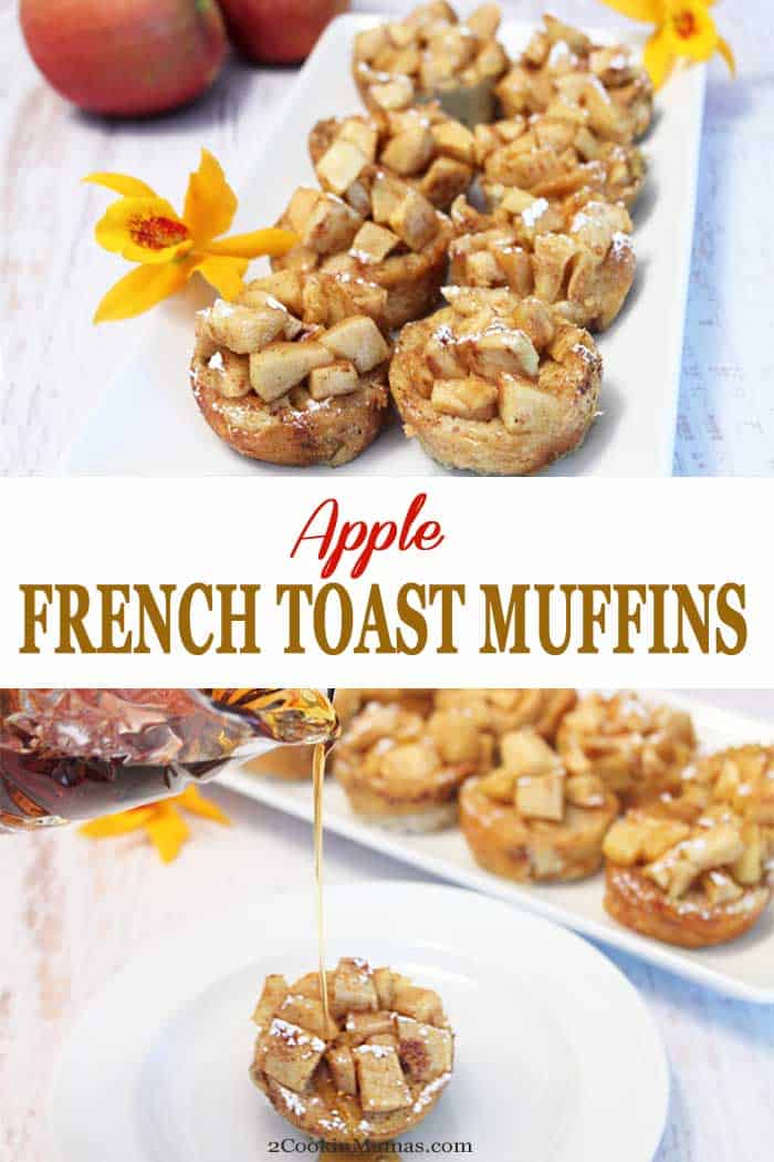 Apple French Toast Muffins are individual servings of French Toast in muffin form with all the same flavors of your favorite French Toast along with a sweet apple topping. They're easy to make and perfect for breakfast at home or an on-the-go treat. #frenchtoast #grabngobreakfast #breakfast #apples #recipe #muffins