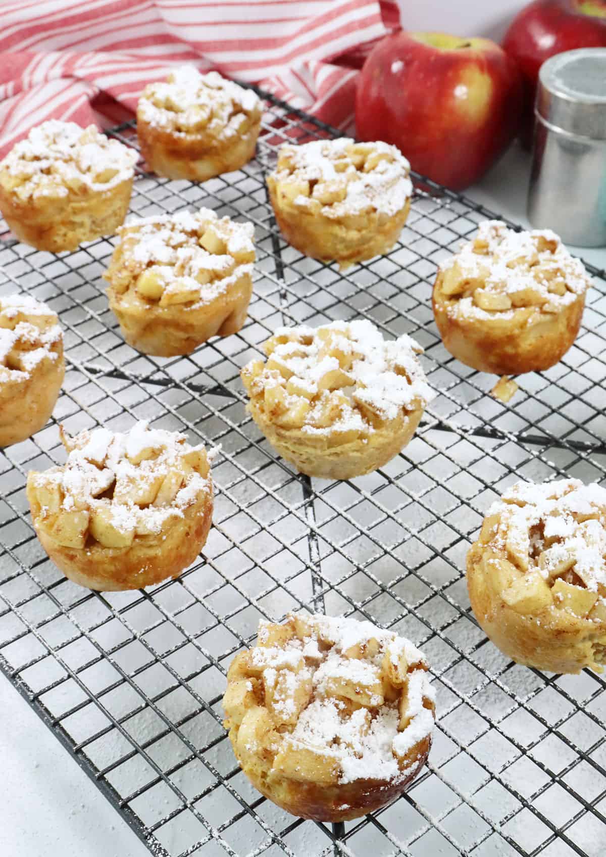 French Toast Muffins on wire rack.