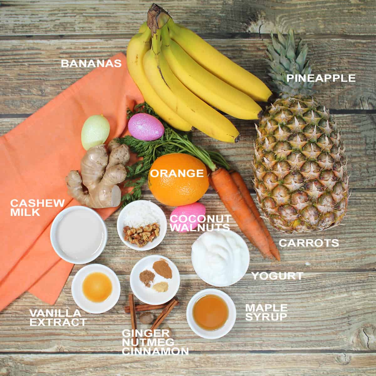 Ingredients for healthy carrot smoothie.