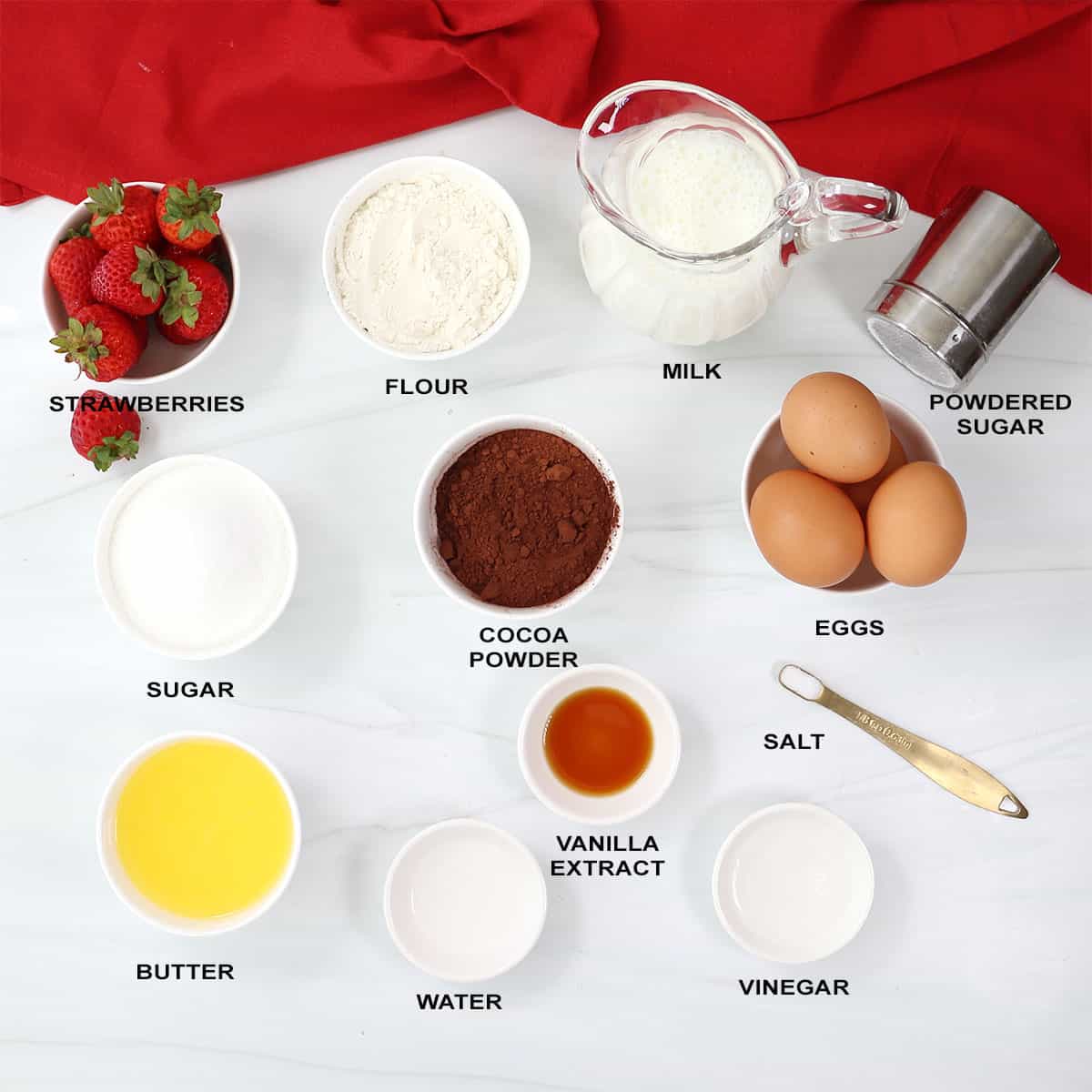 Ingredients for Magic Chocolate Cake.