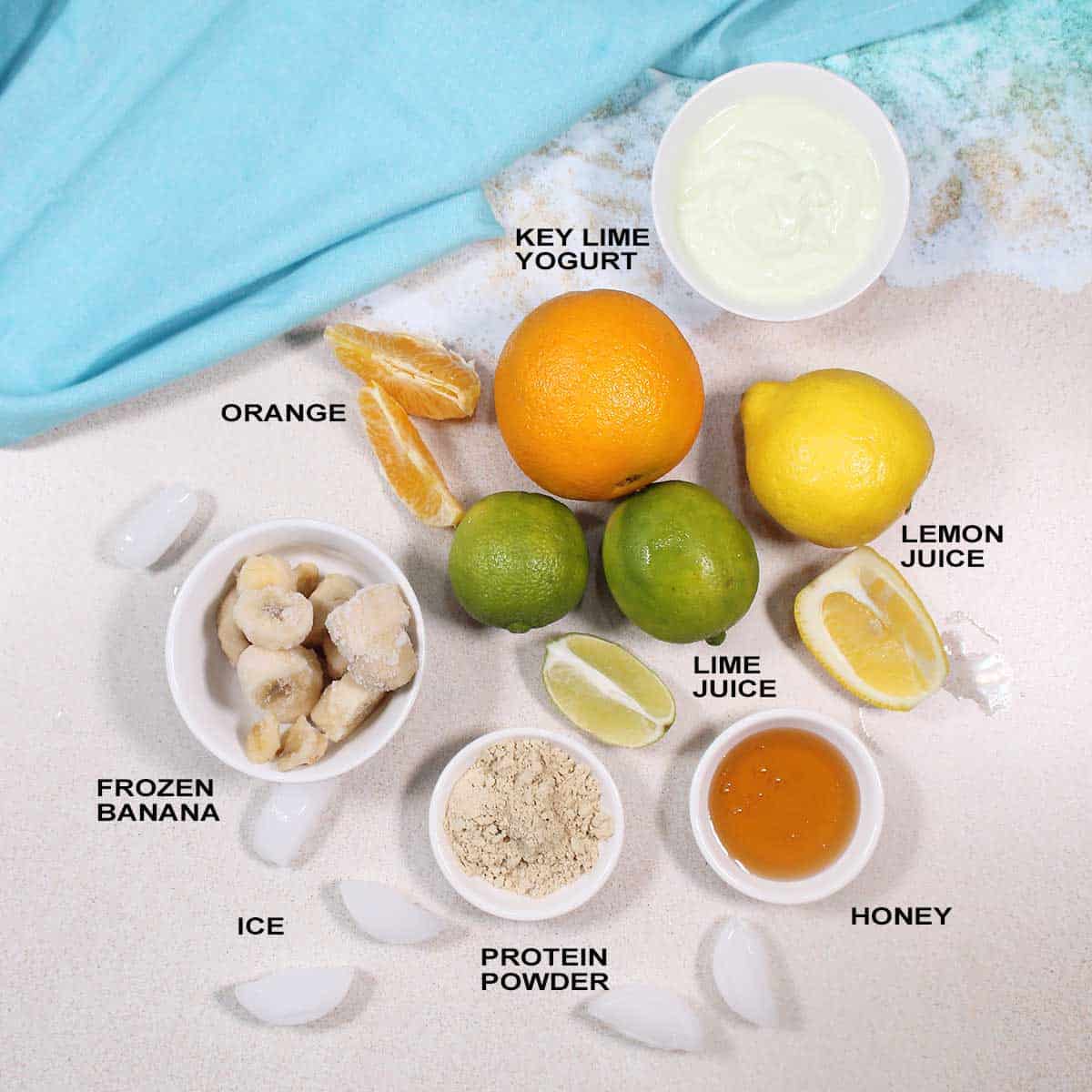 Citrus Smoothie ingredients.