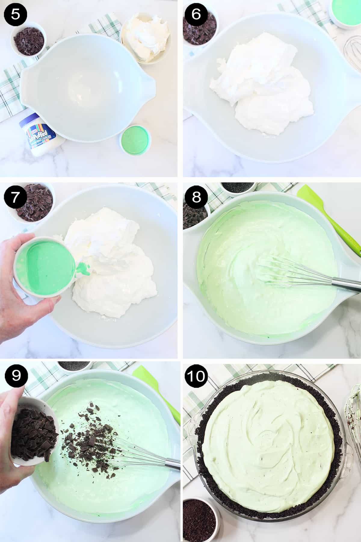 Prep for making filling for grasshopper pie.