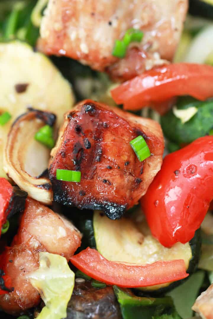 Closeup of piece of grilled pork.