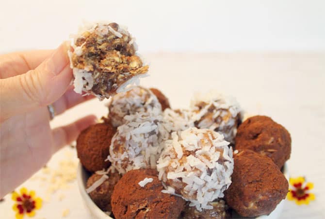 Peanut Butter Energy Balls bite | 2 Cookin Mamas