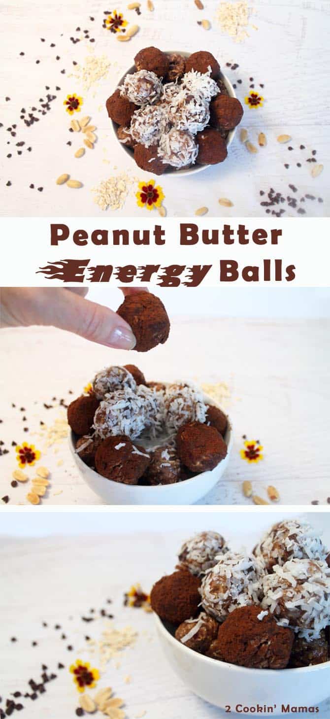 Peanut Butter Energy Balls | 2 Cookin Mamas This snack is so easy to make & healthy enough to have for breakfast. #recipe #energy balls #gluten-free #healthy