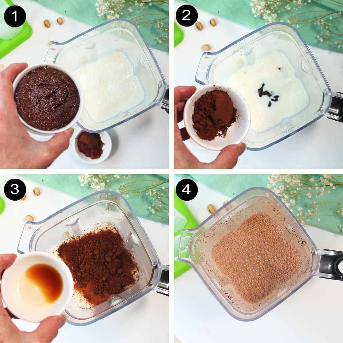 Steps to make chocolate popsicles.