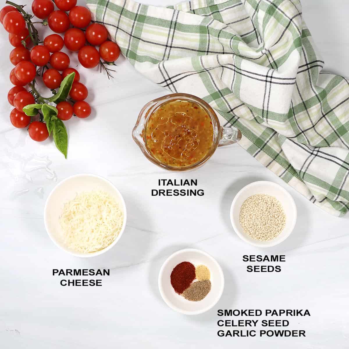 Ingredients for salad dressing for pasta salad.