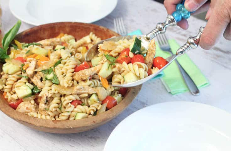 Summer Pasta Salad serving | 2 Cookin Mamas