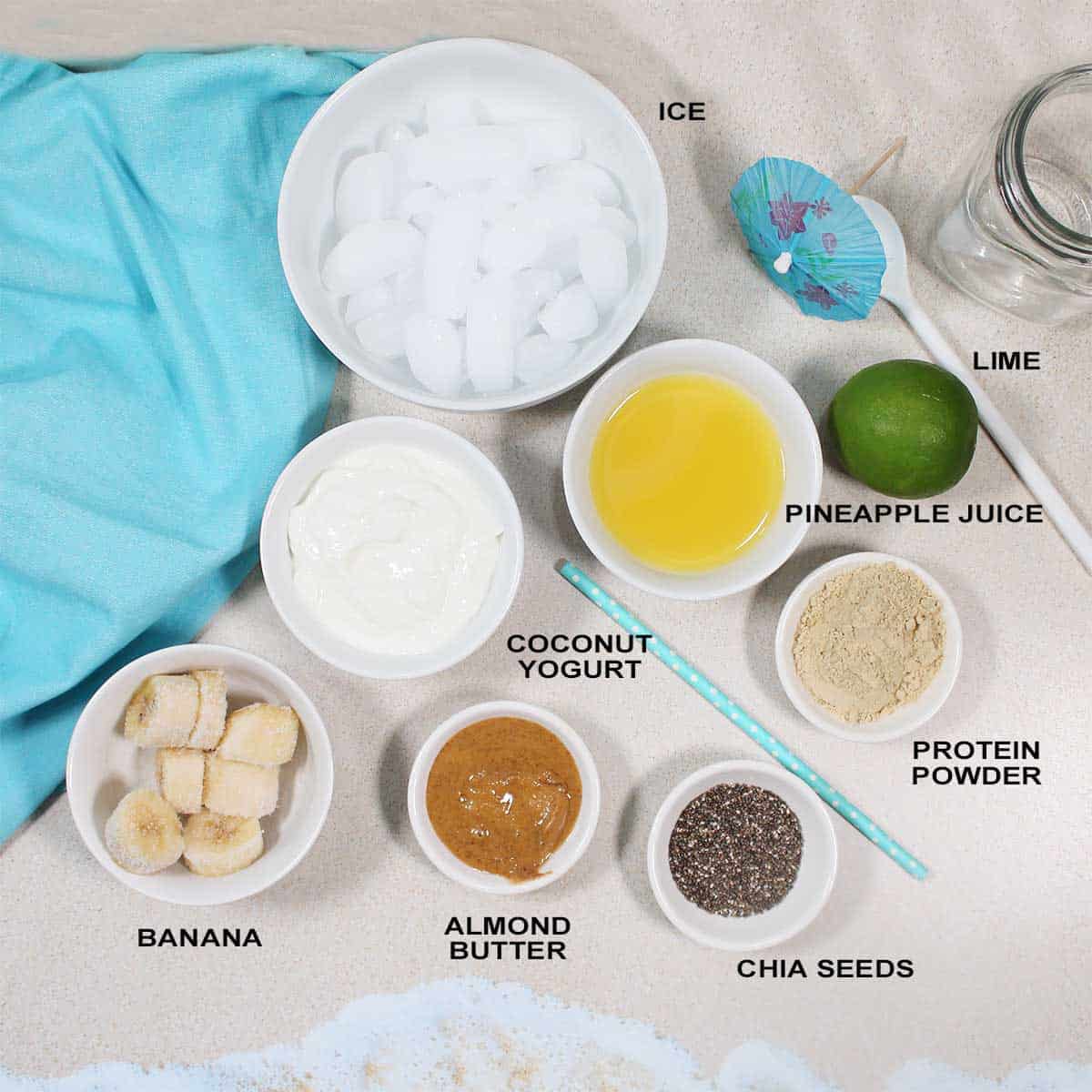 Ingredients for coconut smoothie.