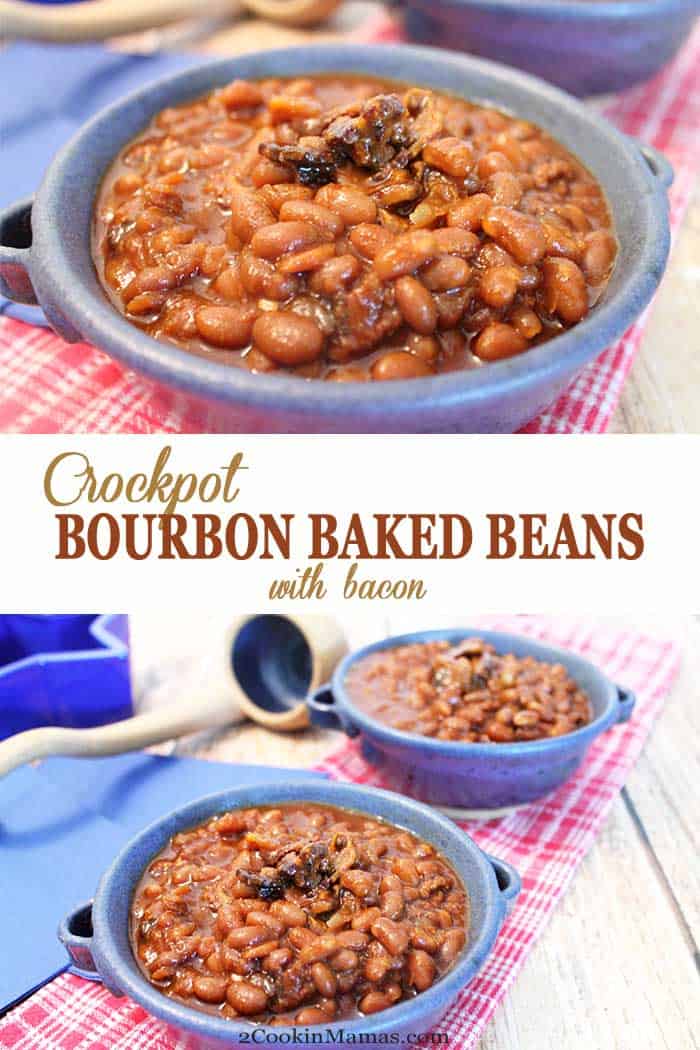 You'll never need another baked bean recipe after you try our Bourbon Baked Beans! Easy, healthy & chock full of bacon, veggies, molasses & spices. #bakedbeans #crockpotbakedbeans #bourbon #crockpotrecipe