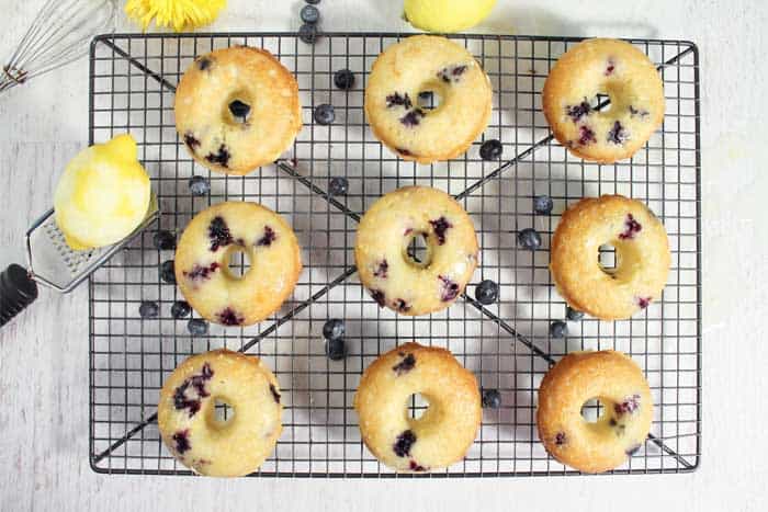 Lemon Blueberry Doughnuts cooling A