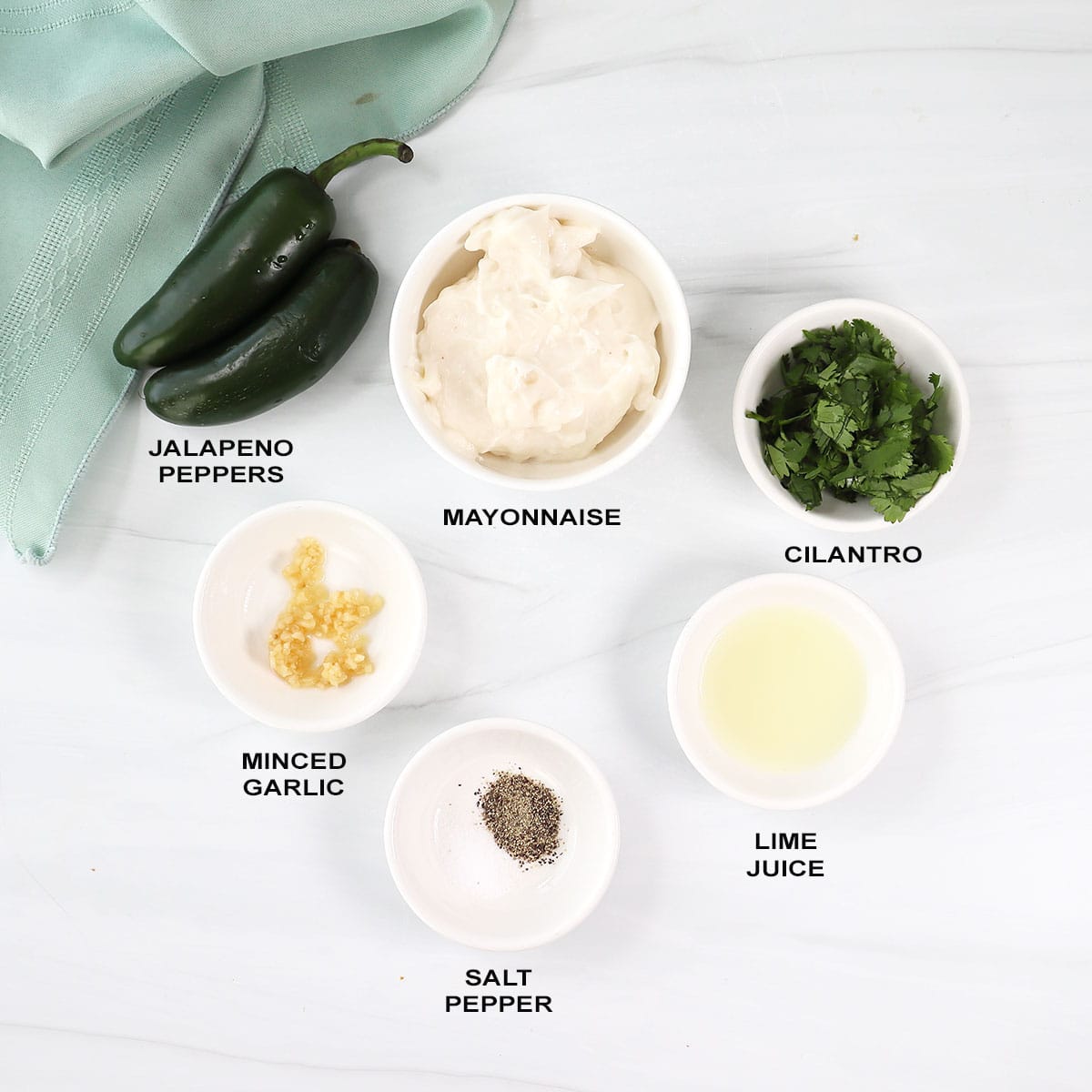 Jalapeno mayonnaise ingredients.