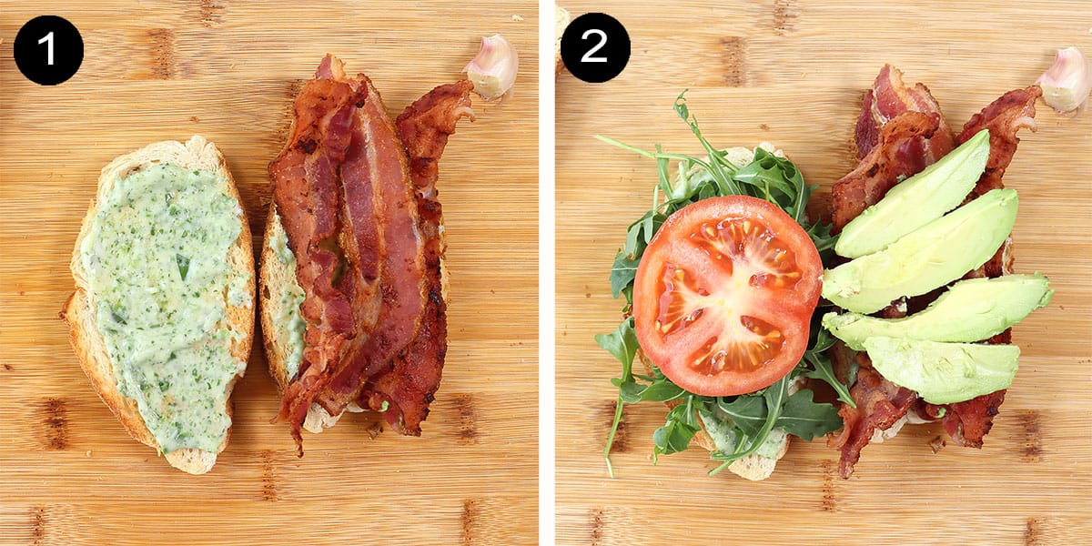 How to assemble BLT sandwich.