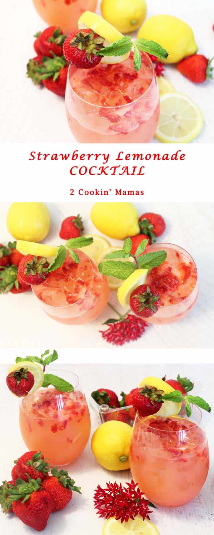The perfect drink for summer, our Strawberry Lemonade Cocktail is full of fresh strawberries, tangy lemonade and a touch of strawberry vodka. Ahhh! #vodkacocktail #lemonade #summercocktail #strawberrycocktail