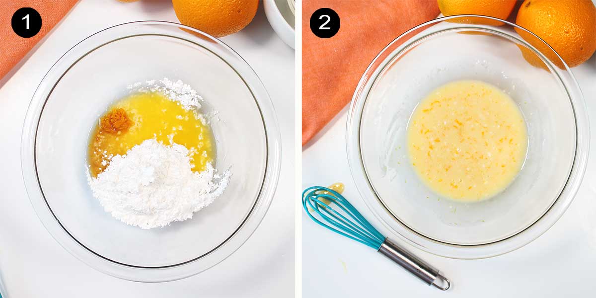 Steps to make orange icing.