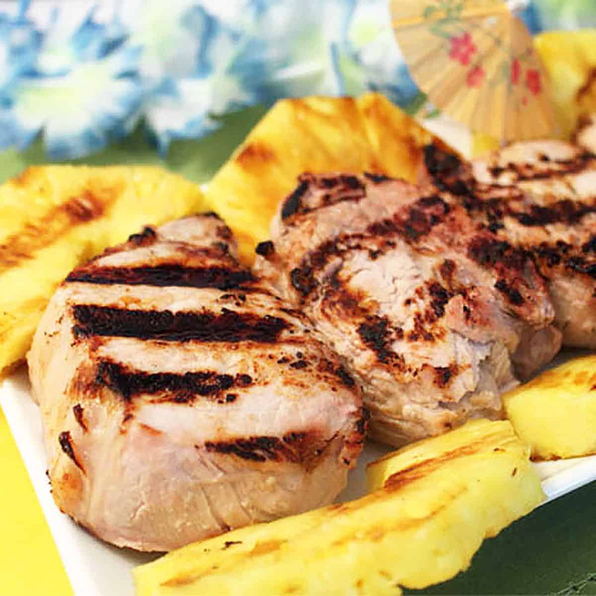 Pina Colada Grilled Pork Chops - 2 Cookin Mamas