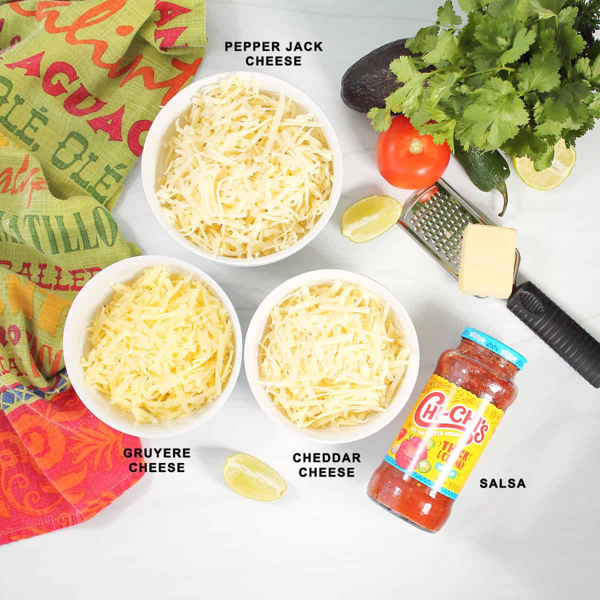 Queso Cheese Dip ingredients.
