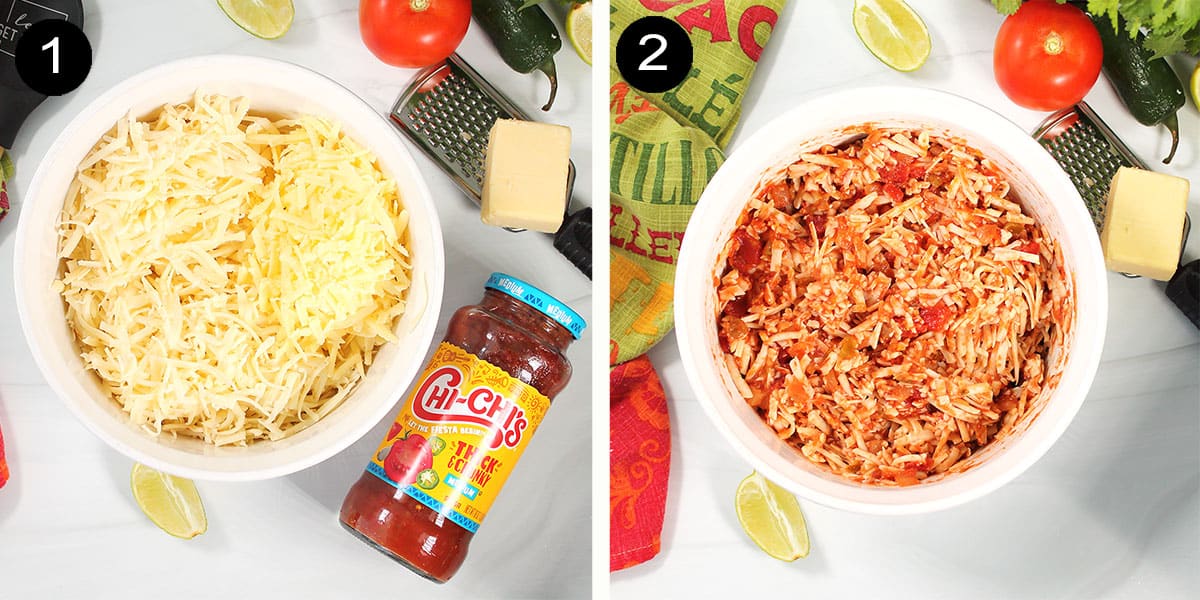 Prep steps for homemade queso dip.