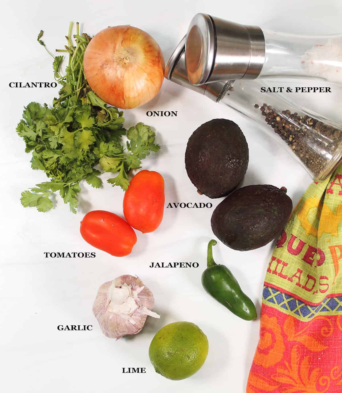 Basic ingredients for guacamole.