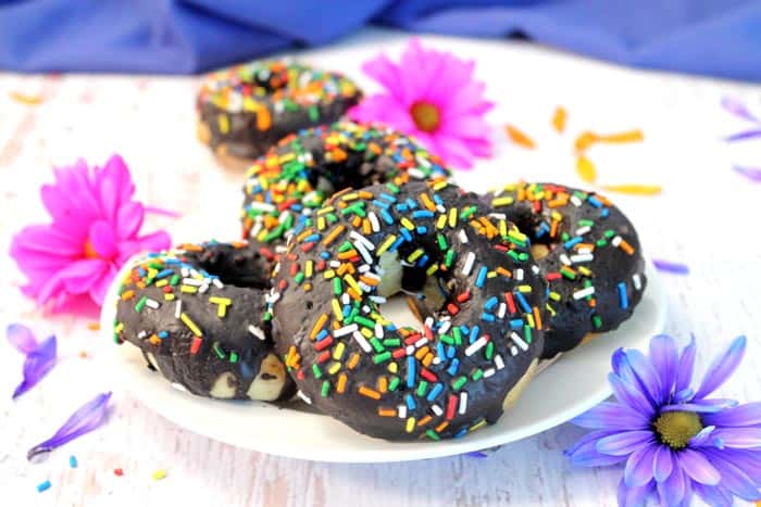 Gluten-free Vanilla Doughnuts with Chocolate Glaze | 2 Cookin Mamas