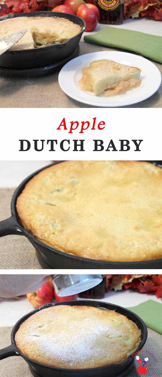 Apple Dutch Baby Pancake | 2 Cookin Mamas Warm up those iron skillets! Easy Apple Dutch Baby Pancake with only a blender, a can of apple pie filling and an iron skillet. A delicious breakfast for brunch or when you’re serving a crowd. #recipe #breakfast