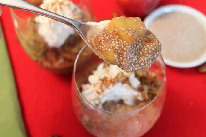 Apple Pecan Chia Pudding closeup | 2 Cookin Mamas