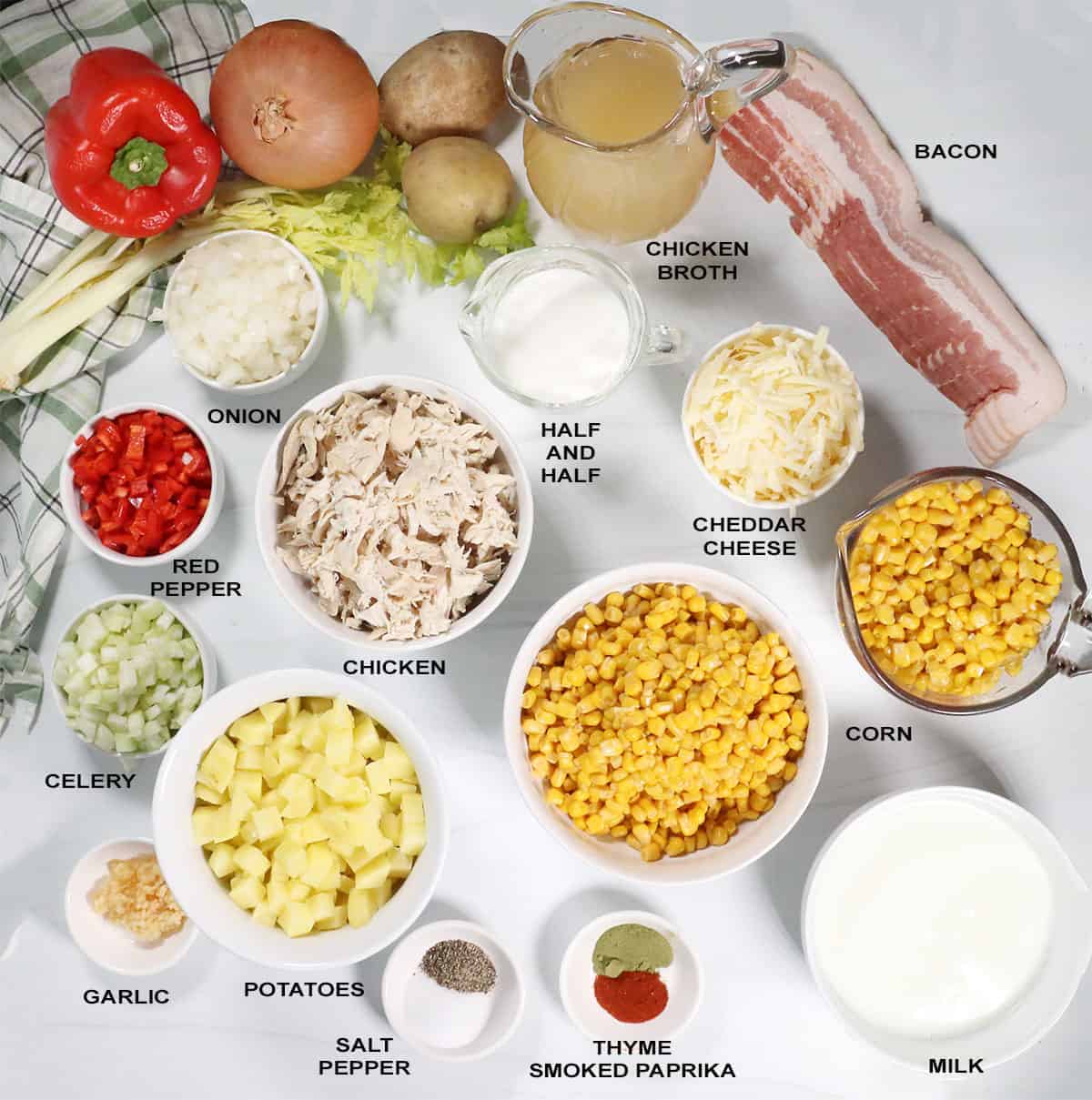 Chicken Corn Chowder recipe ingredients.
