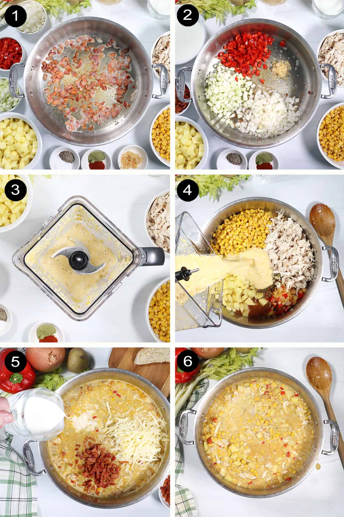 Chicken and Corn Chowder prep steps.